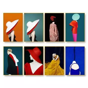 Скандинавские абстрактные модные картины, современная девушка, холст, картина, настенное искусство, цветные блоки, женские постеры, принты, домашний декор, Cuadros 21cm30cm NoFrame