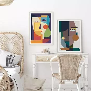 Скандинавские абстрактные мультяшные постеры и печатные женские картины маслом для украшения гостиной и дома 21cm30cm NoFrame