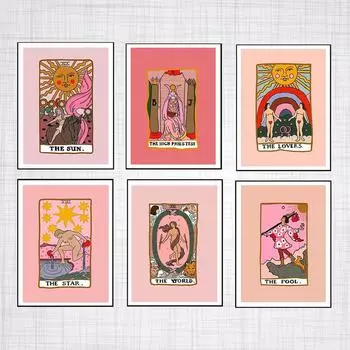 Скандинавские абстрактные настенные художественные картины Таро для влюбленных, холст, картина, императрица солнца, жрица, постеры, принты, домашний декор для гостиной 21cm30cm NoFrame