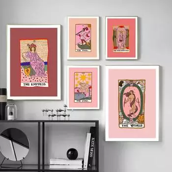 Скандинавские абстрактные настенные художественные картины Таро для влюбленных, холст, картина, императрица солнца, жрица, постеры, принты, домашний декор для гостиной 21x30cm No Framed