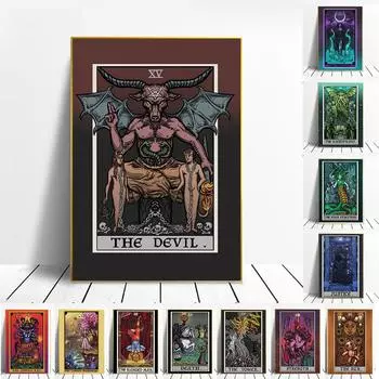 Скандинавские абстрактные настенные панно «Справедливость, страх, Таро», холст, картина, суд, солнце, дьявол, постеры, принты, домашний декор для гостиной 21cm30cm NoFrame