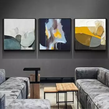 Скандинавские абстрактные украшения, картины на холсте, настенные картины, современные постеры и принты, настенные декоративные картины для гостиной 20x20cm No Frame против вспышки белого