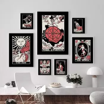 Скандинавские абстрактные влюбленные Таро, настенная художественная картина, холст, картина, Королева Солнца, жрица, принты плакатов, принты для гостиной, домашний декор 21cm30cm NoFrame