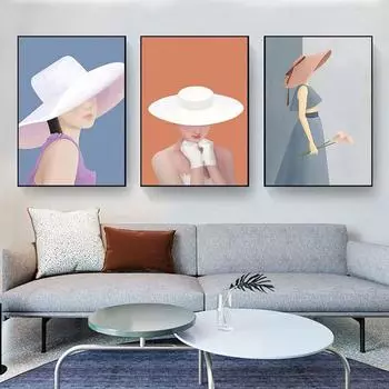 Скандинавские акварельные женские картины на холсте, простая фигура, настенный художественный декор, плакат и принты, фотографии для интерьера, декора гостиной 21x30cm No Framed