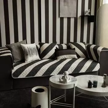 Скандинавские черно-белые клетчатые чехлы для диванов, хлопковые мягкие чехлы для подушек, современные нескользящие диваны Four Seasons, полотенце L-образной формы, защита для дома 70x70cm 1pcs