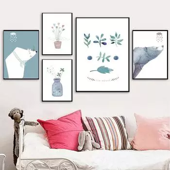 Скандинавские декоративные листы, картина, настенный художественный постер, детские холсты, картины для комнаты, декоративные принты для детской комнаты, настенные постеры без рамки 21*30cm No Frame