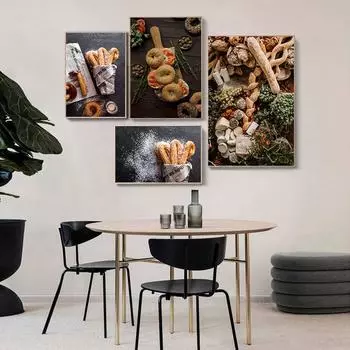 Скандинавские холстовые постеры с вкусной едой, картина с тортом, хлебом, современный постер с принтом, настенное искусство, украшение для кухни, кафе, ресторана 21x30cm No Frame