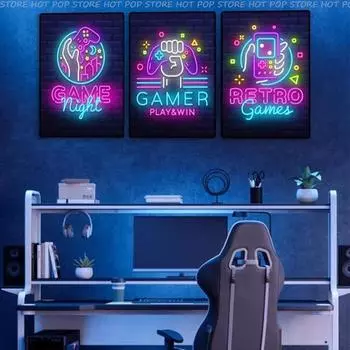 Скандинавские игровые геймеры с цитатами, художественные постеры и принты, холст, настенные картины для мальчиков, игровая комната, компьютер, декор для детской комнаты 21x30cm No Frame