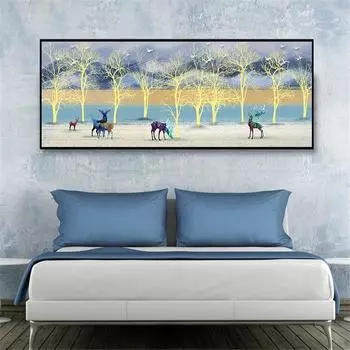 Скандинавские Ins, красивый маленький свежий цветок, фон с изображением лося, декоративная живопись, диван, спальня, настенная живопись, живопись, инструменты для рисования 20cm40cm NoFrame