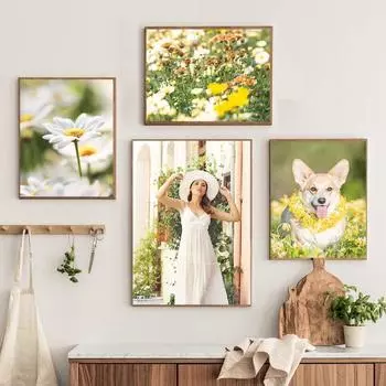Скандинавские Италия город цветок девушка собака гора осень плакаты и принты настенная живопись на холсте настенные панно для декора гостиной 21X30cm No Frame