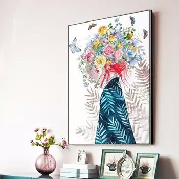 Скандинавские картины, картины для домашнего дизайна, женский цветок, холст, настенное искусство, большой постер, украшение для домашней комнаты, без рамки 21*30cm No Frame