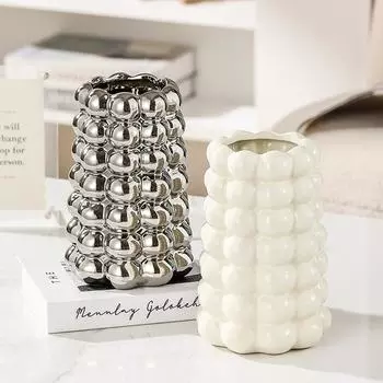 Скандинавские керамические вазы, украшения для гостиной, цветочная композиция, гидропоника, искусство из сухоцветов, украшение для дома, гальваническая ваза серебряный