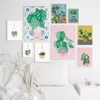 Скандинавские листья, цветочная живопись, принты, растения на черном столе, постер, холст, настенные художественные фотографии для гостиной, туалета, украшение дома 21*30cm