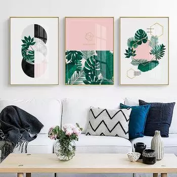 Скандинавские маленькие свежие зеленые цветы геометрический узор декоративная картина настенные наклейки настенное искусство постер холст живопись 21x30cm No Framed