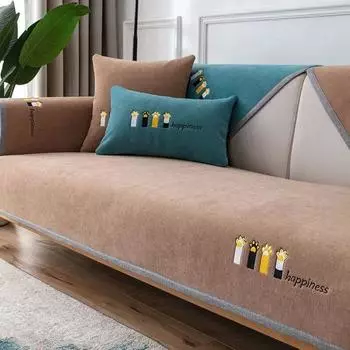 Скандинавские милые кошки с принтами, диванная подушка, универсальные нескользящие однотонные чехлы для диванов для гостиной, L-образная защита для полотенец для дивана 70x70cm 1pc