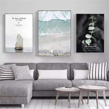 Скандинавские морские пляжные волны цитата деревянная скандинавская настенная живопись на холсте морской пейзаж плакаты печатает фотографии для декора гостиной 21x30cm No Framed