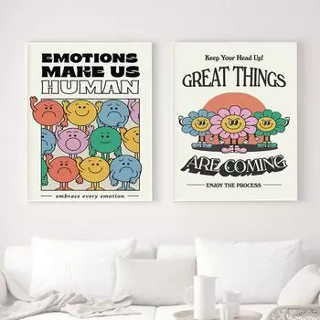 Скандинавские мультфильмы с признательностью, художественным вдохновением, цитатами, печатными эмоциональными настенными холстами, плакатами, изображениями 21cm30cm NoFrame