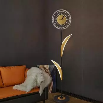 Скандинавские напольные лампы с часами, светодиодные, современные, минималистичные, цветочные, декоративные светильники для гостиной, столовой, спальни, внутренние напольные светильники Warm White