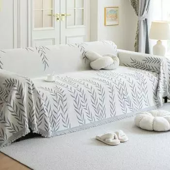 Скандинавские одеяла для дивана из синели с принтом плакучей ивы, большое одеяло для дивана, пляжное полотенце для отдыха, дорожный коврик с кисточками, лен для дома 180x130cm S