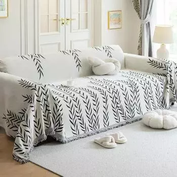 Скандинавские одеяла для дивана из синели с принтом плакучей ивы, большое одеяло для дивана, пляжное полотенце для отдыха, дорожный коврик с кисточками, лен для дома 180x130