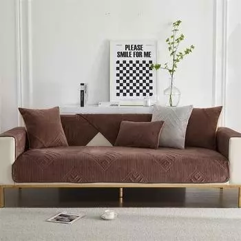 Скандинавские однотонные утолщенные плюшевые чехлы на диваны, зимние универсальные диванные полотенца, противоскользящие чехлы для диванов для гостиной, домашний декор 70x70cm 1pc