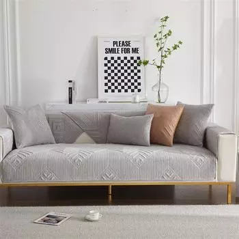 Скандинавские однотонные утолщенные плюшевые чехлы на диваны, зимние универсальные диванные полотенца, противоскользящие чехлы для диванов для гостиной, домашний декор 70x70