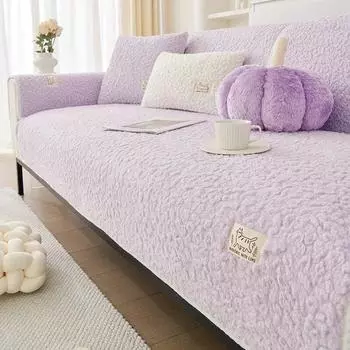 Скандинавские однотонные зимние шерстяные диванные полотенца из овечьей шерсти, утолщенные плюшевые, мягкие и гладкие чехлы для диванов для гостиной, противоскользящие чехлы для диванов A 70x70cm 1pc