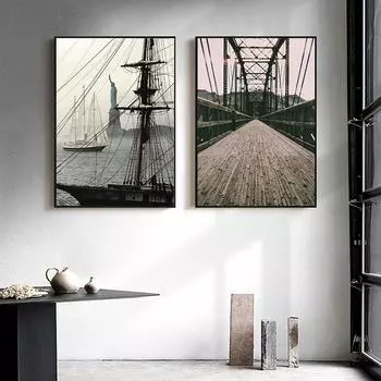 Скандинавские пейзажные фотографии, постеры и принты, Ретро Лондон, Биг Бен, Эйфелева башня, декоративная картина на холсте, домашний дизайн 21cm30cm NoFrame