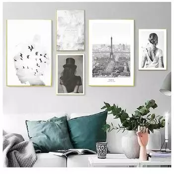 Скандинавские постеры, черно-белые картины на холсте, красивые фотографии, стены, искусство в гостиной. 21cm30cm NoFrame