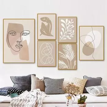 Скандинавские постеры и принты абстрактная обнаженная девушка восход пальмовый лист искусство холст картины настенные картины для гостиной Decorwall 21x30cm No Framed
