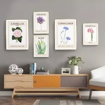 Скандинавские растения, цветы, постер, розовый цветочный рисунок, холст, картина, настенная живопись, принт для современной гостиной, спальни, украшение 21cm30cm NoFrame