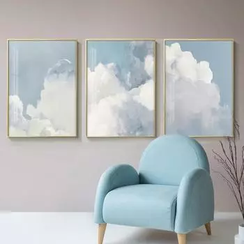 Скандинавские Синие Розовые Облака Небо Настенное Искусство Плакат Принт Пейзаж Холст Картины Украшения Домашнего Декора Минимализм Настенная Картина A4 21x30cm No Frame