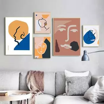 Скандинавские современные HD принты, украшение для дома, абстрактная линия, настенная живопись, картина, холст, постер для гостиной, акварель, модульная 21cm30cm NoFrame