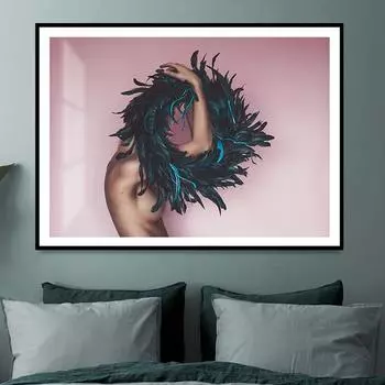Скандинавские современные перья, женское украшение, картина, сексуальная обнаженная картина на холсте, розовые картины для декора гостиной, настенное искусство Cuadros 21cm30cm NoFrame