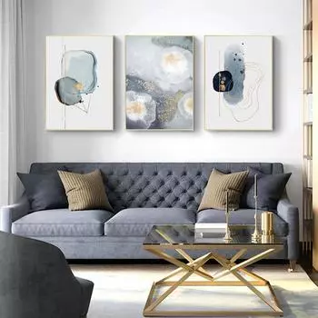 Скандинавские современные синие пузыри напечатанная картина, украшение для дома, стены, холст, картина, золотой постер, гостиная, спальня, столовая, художественный декор 21x30cm No Framed