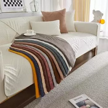 Скандинавские универсальные диваны-полотенца, утепленный плюшевый чехол для дивана, противоскользящий комбинированный чехол для дивана, чехол для защиты гостиной 70x70cm 1pcs