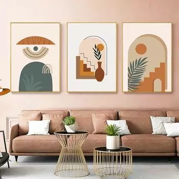 Скандинавские вазы с растениями, постер с цветами, абстрактный принт, холст, картина, декор, фотографии середины века, линия долины, настенное искусство для гостиной 21cm30cm NoFrame