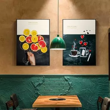 Скандинавские вазы со свежими фруктами, кофейные постеры и принты, настенная живопись на холсте для гостиной, кухни, детской комнаты, домашние настенные фрески 21cm30cm NoFrame