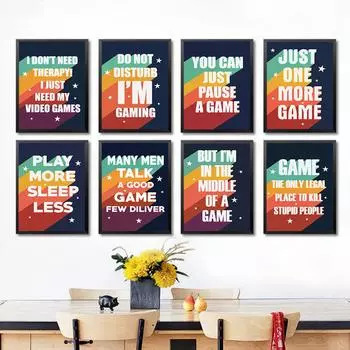 Скандинавские забавные постеры с цитатами и принтами Need My Video Games, холст, живопись, современные настенные картины для игровой комнаты, домашний декор 21cm30cm No Frame