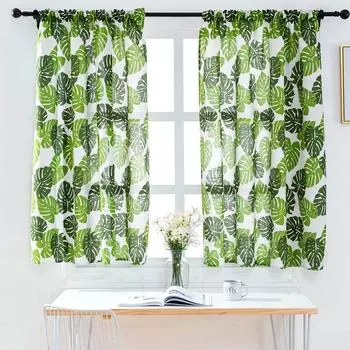 Скандинавские зеленые листья модные шторы для спальни гостиной окна кабинета ткани индивидуальные полузатеняющие шторы 50W160H(CM)x2Panel&Hook