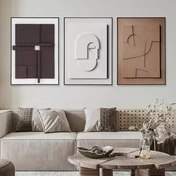 Скандинавский 3D-эффект, геометрическая картина на холсте, настенное искусство, абстрактные минималистичные линии, художественное произведение, эстетические принты для плакатов для гостиной, спальни, домашний декор, фреска 20x30cm No Frame