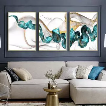 Скандинавский абстрактный цвет Spalsh, синий, золотой холст, постер и принт, уникальный декор, настенные художественные фотографии для гостиной, спальни 21cm30cm NoFrame