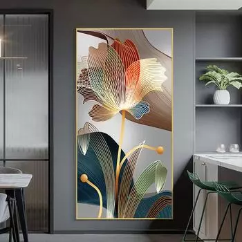 Скандинавский абстрактный цветок, холст, картина, роскошные золотые линии, современные постеры и принты, настенная картина для галереи, домашний декор 20x40cm белый