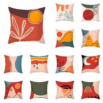 Скандинавский абстрактный геометрический растительный принт с изображением листьев, чехол для подушки, украшение для дома, гостиной, дивана, квадратная подушка, наволочка 40X40CM