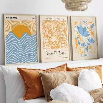 Скандинавский абстрактный синий цветочный рынок Генри Мэттис, печать плакатов, настенный художественный музей, картина маслом для гостиной 21cm30cm NoFrame