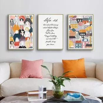 Скандинавский абстрактный женский настенный художественный постер, красочный дом, скандинавская картина, холст, живопись, картины для гостиной, домашний декор 21cm30cm No Frame