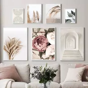 Скандинавский бежевый тростник, трава одуванчика, натуральный настенный постер, настенный художественный холст, картина, постер, фотографии для спальни, декор для гостиной 21X30cm No Frame