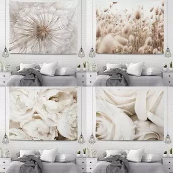 Скандинавский богемный растительный красивый гобелен с принтом для дома, гостиной, украшения стен, фон, тканевый гобелен 100x75cm