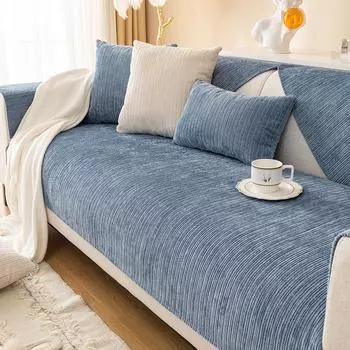 Скандинавский чехол для дивана из синели для гостиной, нескользящая толстая подушка для дивана, кресло, коврик для сиденья, угловой диван, полотенце 70*70cm синий