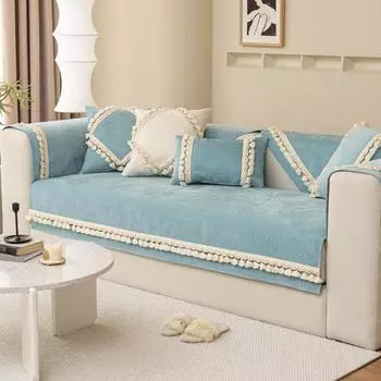 Скандинавский чехол для дивана из синели для гостиной, однотонная подушка для дивана, L-образный чехол для дивана, нескользящий подлокотник для дивана, коврик для спинки 70x70